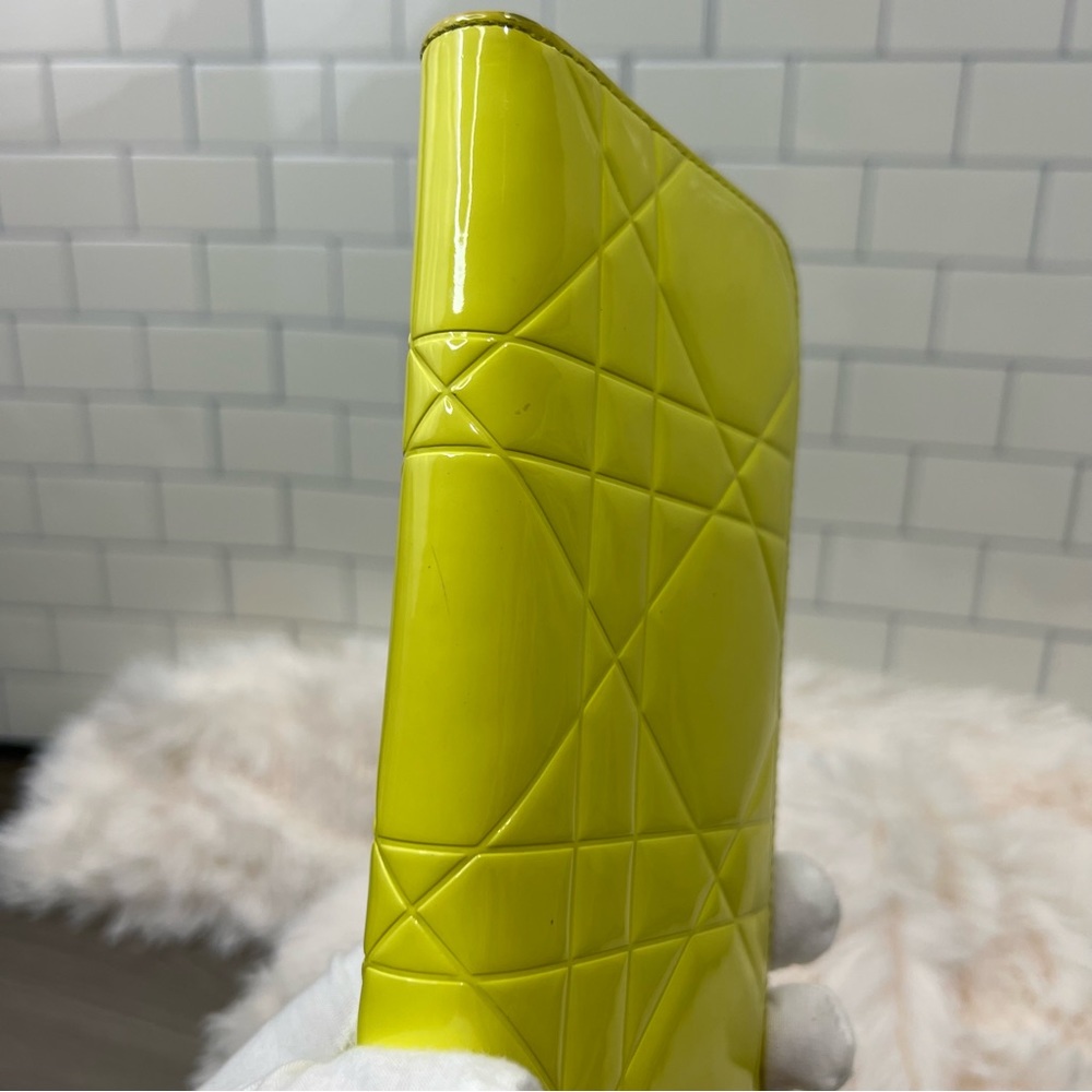 Dior - Yellow Cannage Patent Leather Zip Around Long Wallet - Picture 6 of 11